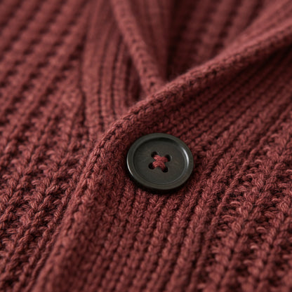 Ribbed Shawl Collar Knit Cardigan