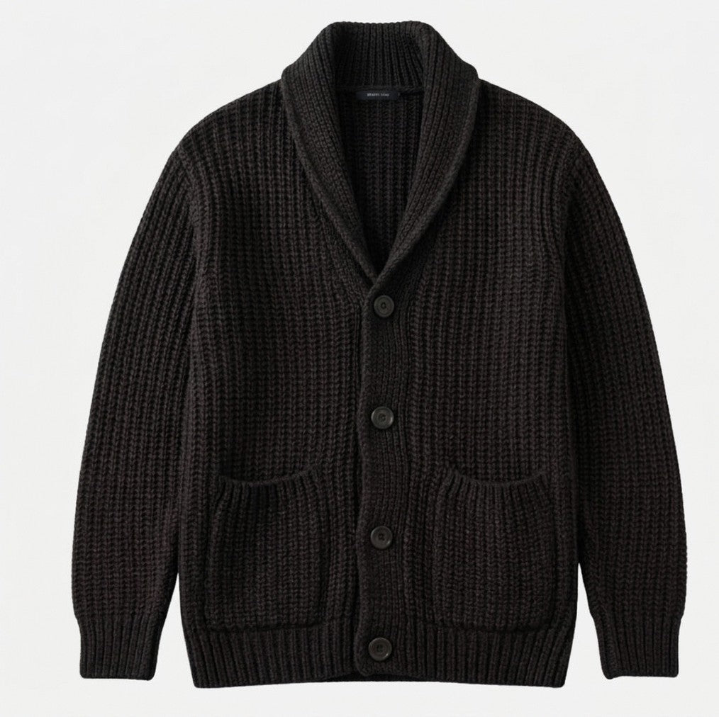 Ribbed Shawl Collar Knit Cardigan