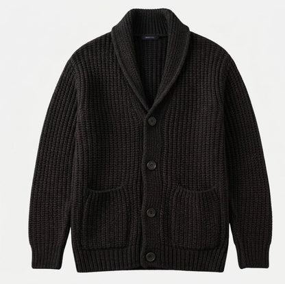 Ribbed Shawl Collar Knit Cardigan
