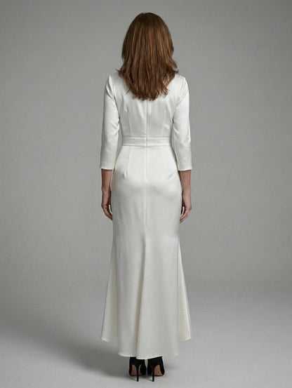 Satin 3/4 Sleeve Midi Dress
