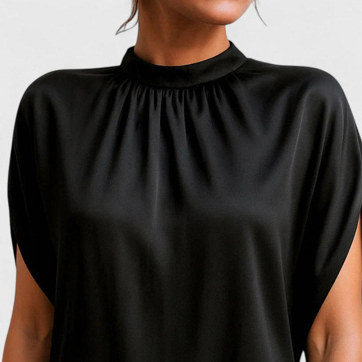 Satin Mock Neck Mini Dress
