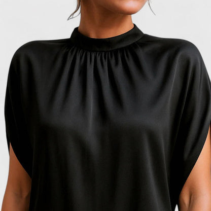 Satin Mock Neck Mini Dress