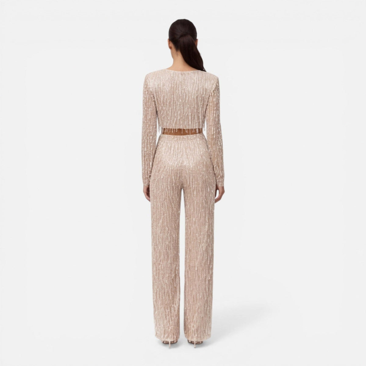 Sequin Fringe Long Sleeve Two Piece Set