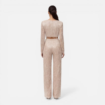 Sequin Fringe Long Sleeve Two Piece Set