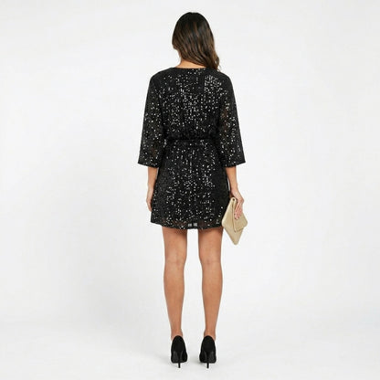 Sequin 3/4 Sleeve Mini Dress