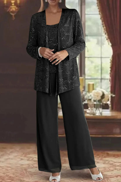Sequin Long Sleeve Wide Leg Set