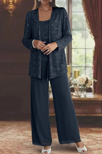 Sequin Long Sleeve Wide Leg Set