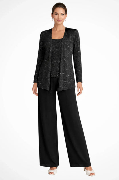 Sequin Long Sleeve Wide Leg Set