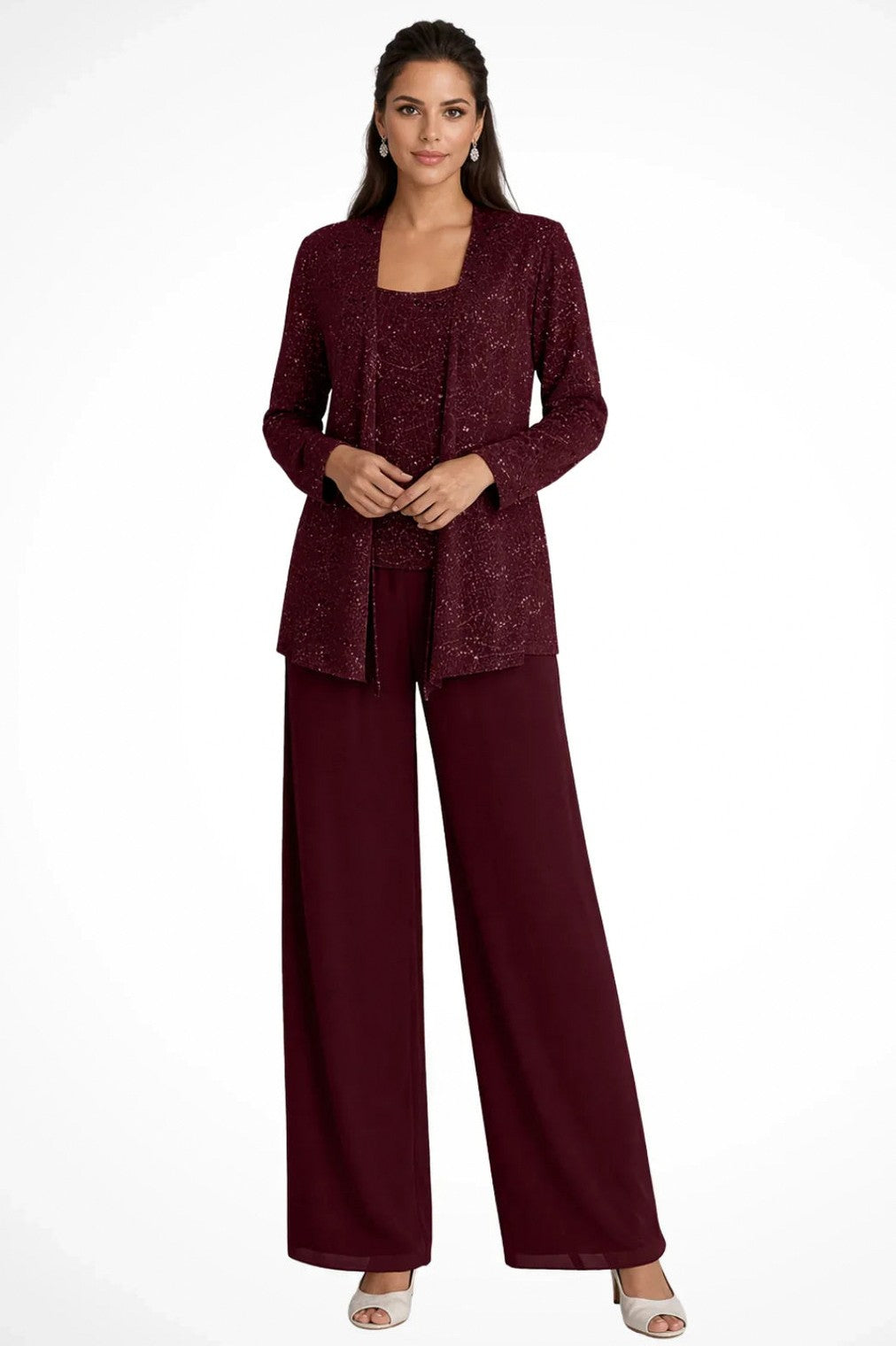 Sequin Long Sleeve Wide Leg Set