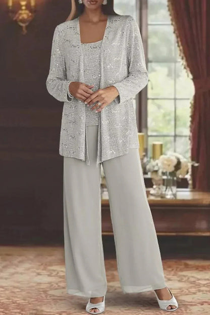 Sequin Long Sleeve Wide Leg Set