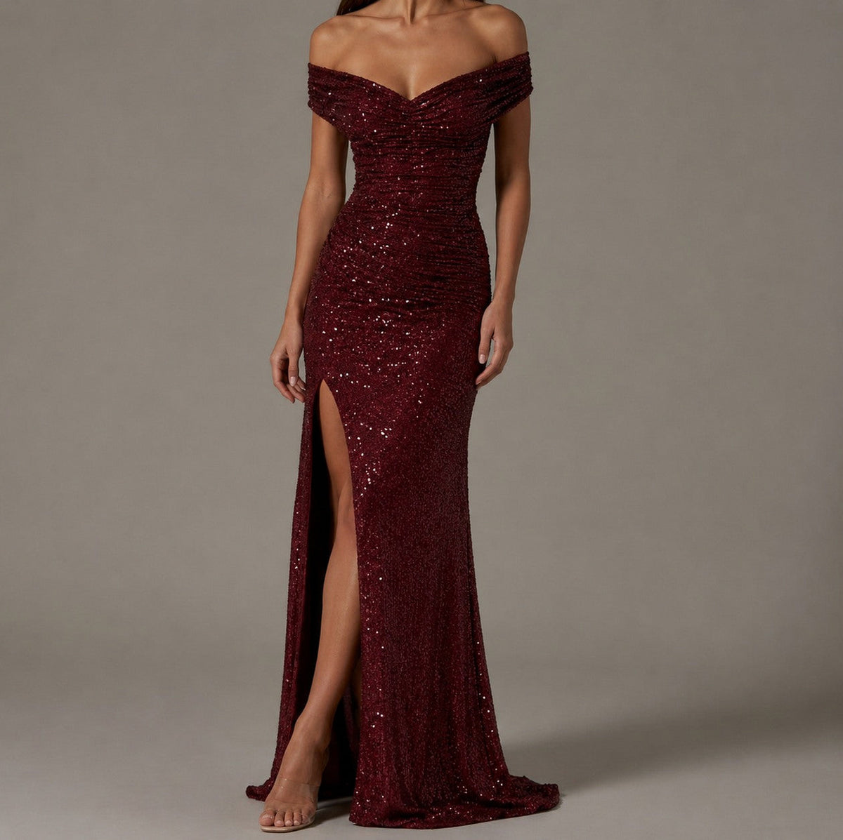 Sequin Off Shoulder Maxi Dress