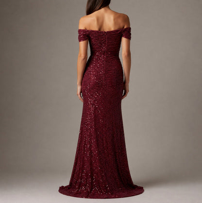 Sequin Off Shoulder Maxi Dress