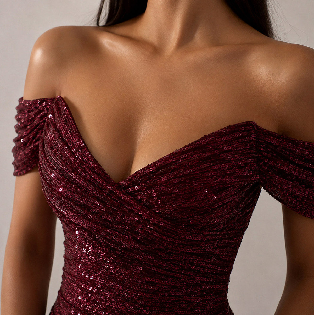 Sequin Off Shoulder Maxi Dress