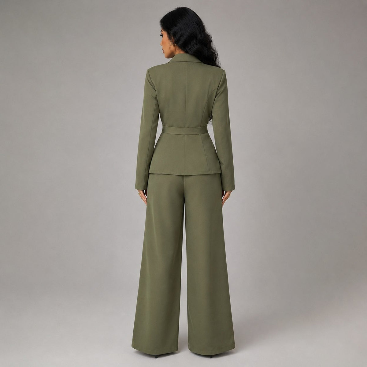Shawl Collar Asymmetric Pants Matching Set