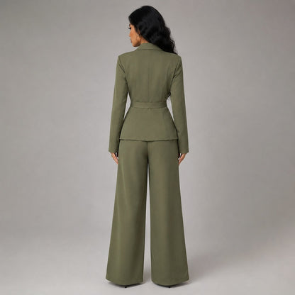 Shawl Collar Asymmetric Pants Matching Set