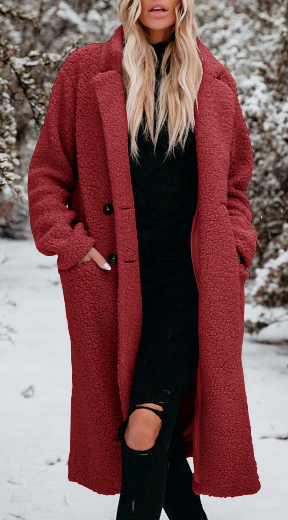 Sherpa Button Front Midi Coat