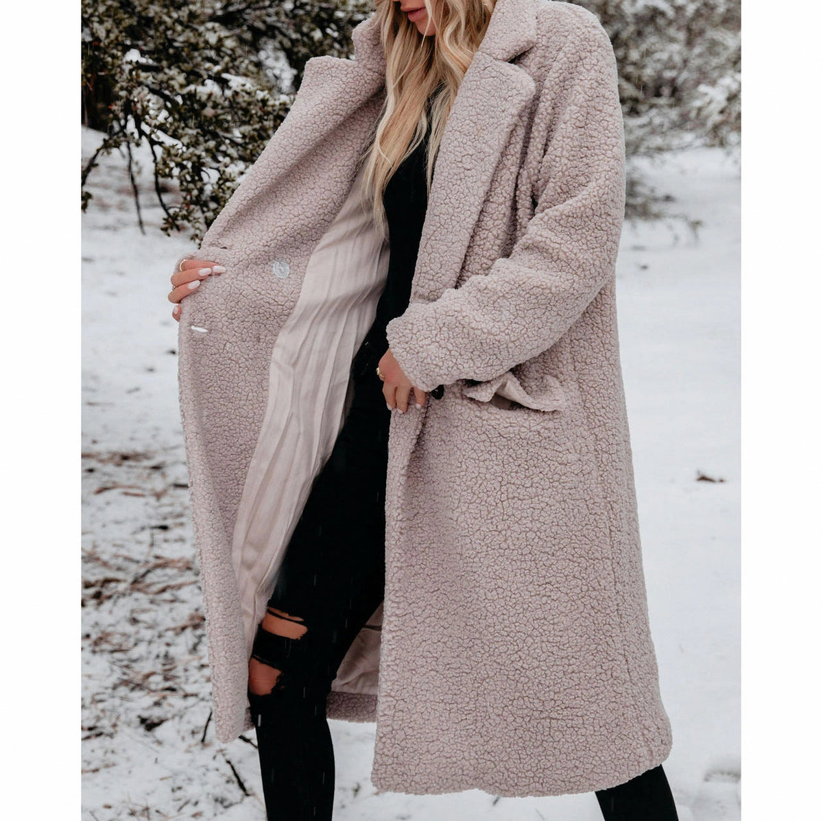 Sherpa Button Front Midi Coat