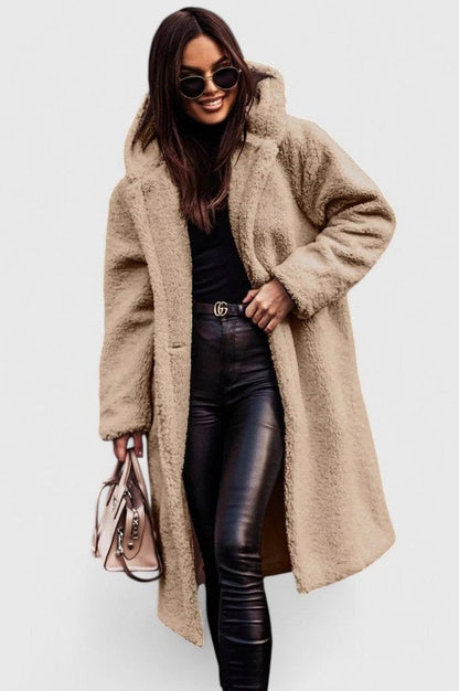 Sherpa Long Sleeve Hooded Coat