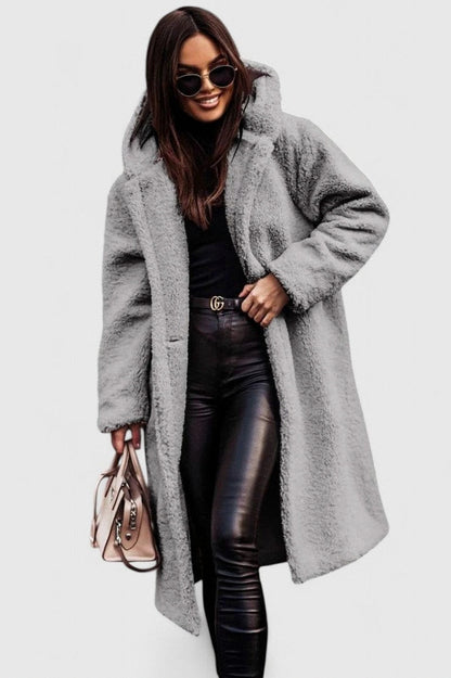 Sherpa Long Sleeve Hooded Coat