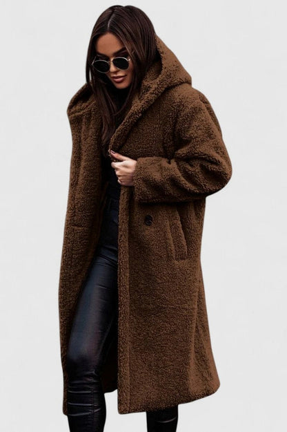 Sherpa Long Sleeve Hooded Coat