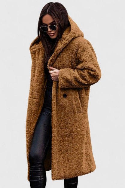 Sherpa Long Sleeve Hooded Coat
