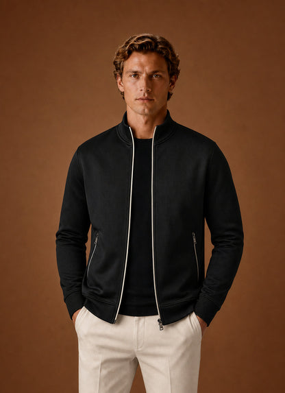 Slim Fit Contrast Zip Sweatshirt