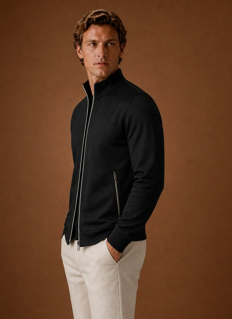 Slim Fit Contrast Zip Sweatshirt