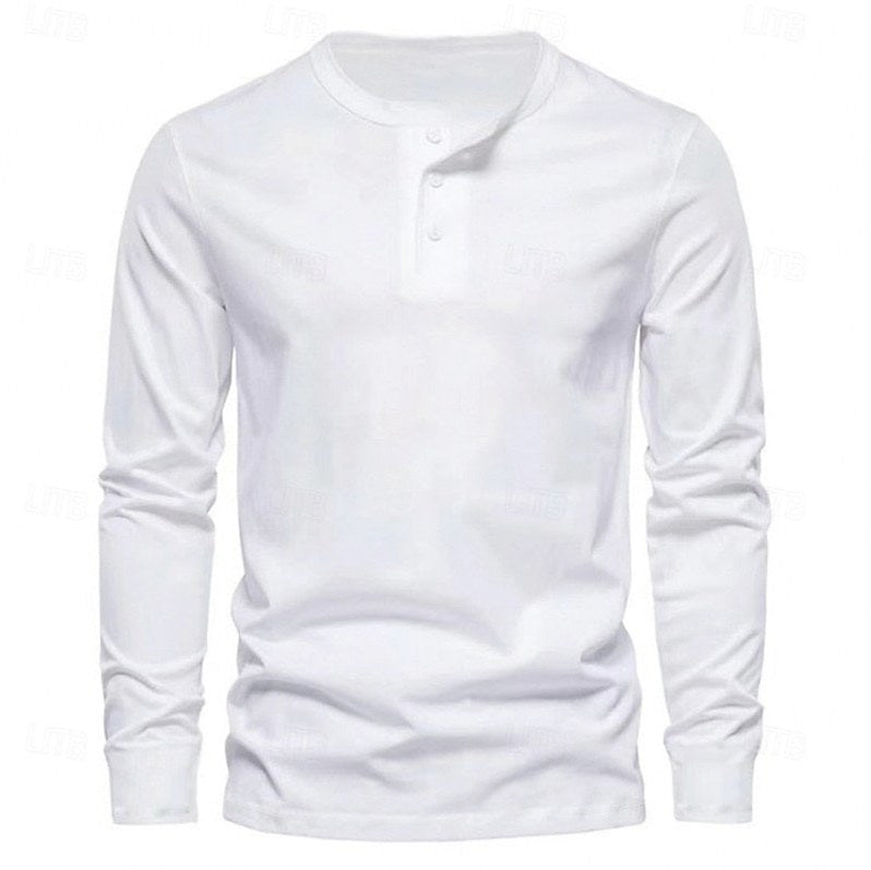 Slim Fit Long Sleeve Button Neck Henley