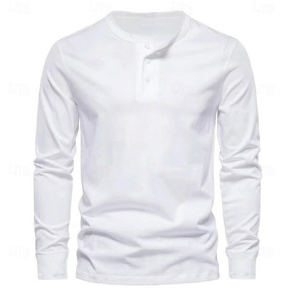 Slim Fit Long Sleeve Button Neck Henley
