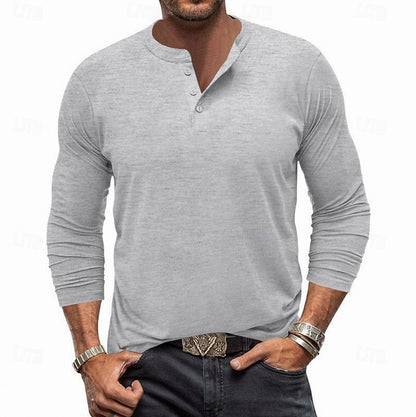 Slim Fit Long Sleeve Button Neck Henley