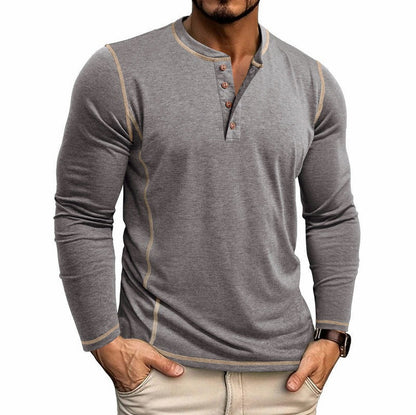 Contrast Stitch Long Sleeve Henley