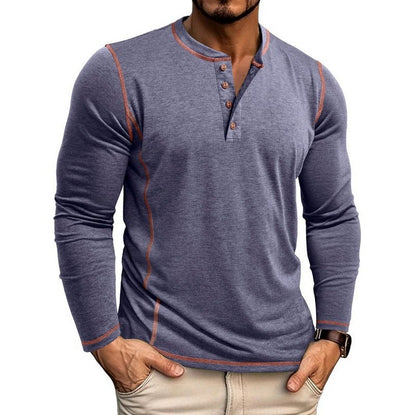 Contrast Stitch Long Sleeve Henley