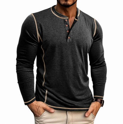 Contrast Stitch Long Sleeve Henley