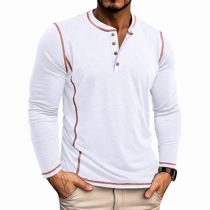 Contrast Stitch Long Sleeve Henley