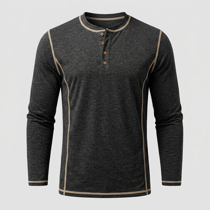 Contrast Stitch Long Sleeve Henley