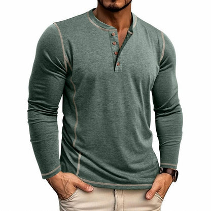 Contrast Stitch Long Sleeve Henley
