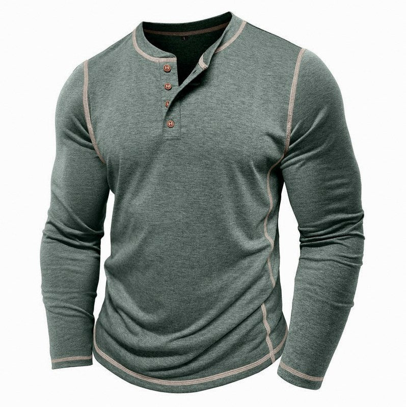 Contrast Stitch Long Sleeve Henley