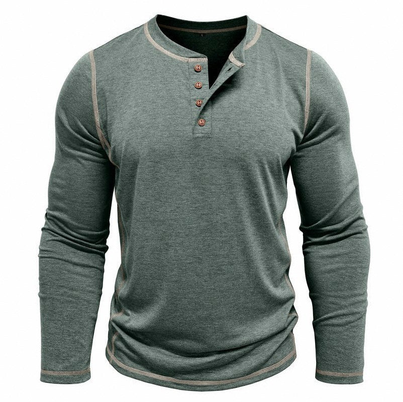 Contrast Stitch Long Sleeve Henley