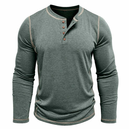 Contrast Stitch Long Sleeve Henley