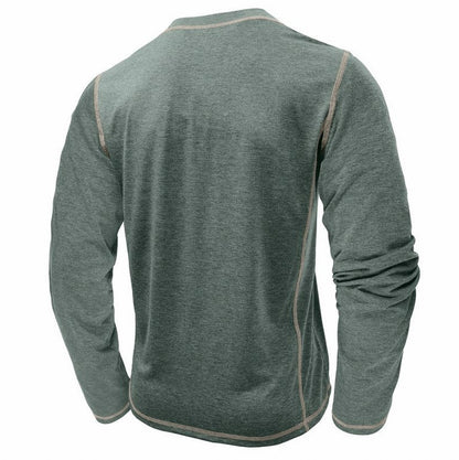 Contrast Stitch Long Sleeve Henley