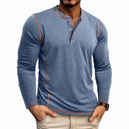 Contrast Stitch Long Sleeve Henley