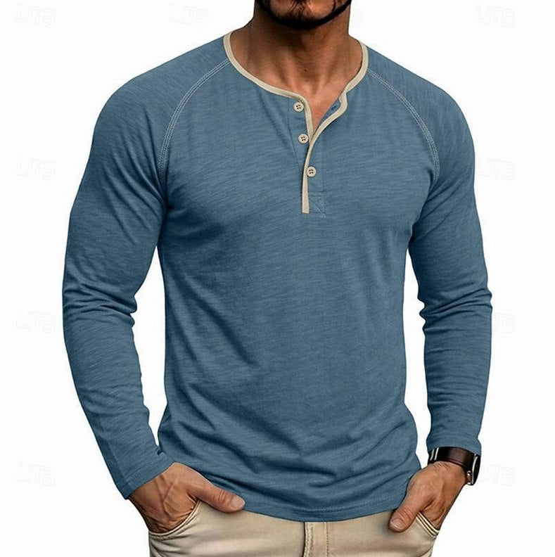 Slim Fit Long Sleeve Henley Shirt