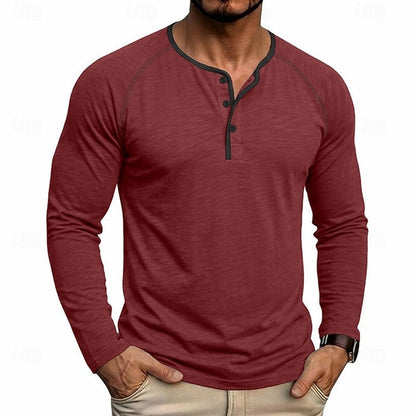 Slim Fit Long Sleeve Henley Shirt