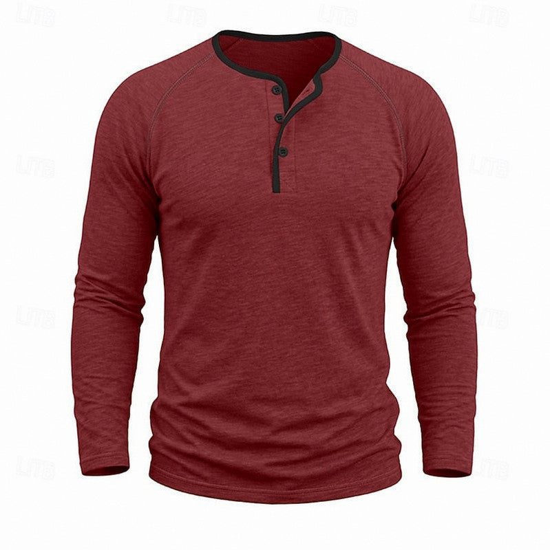 Slim Fit Long Sleeve Henley Shirt