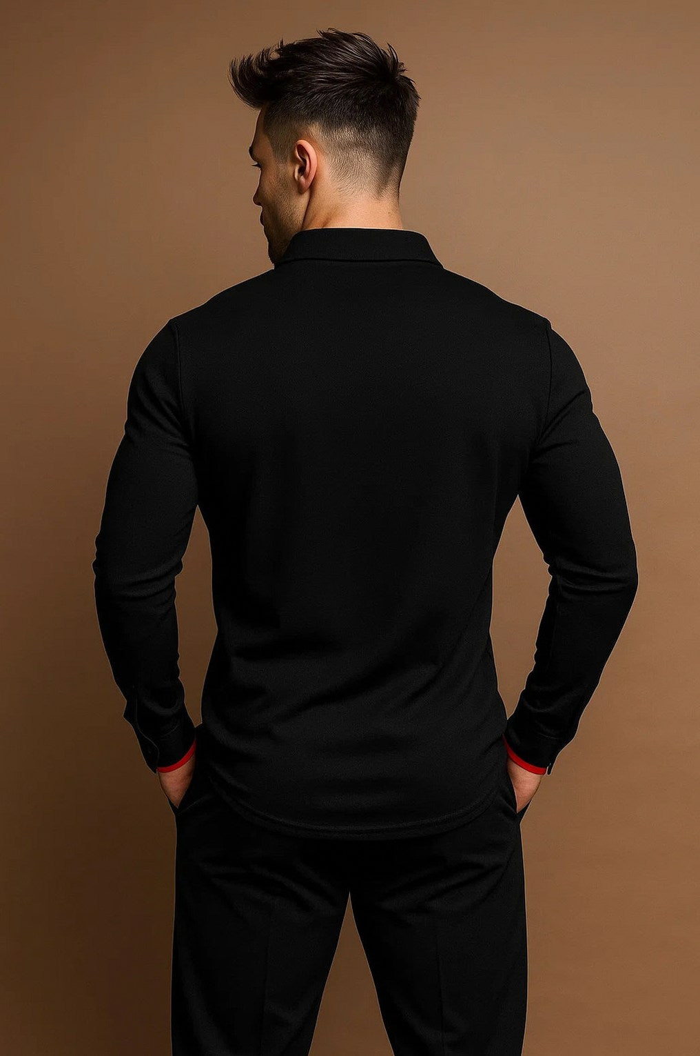 Slim Fit Long Sleeve Knit Polo
