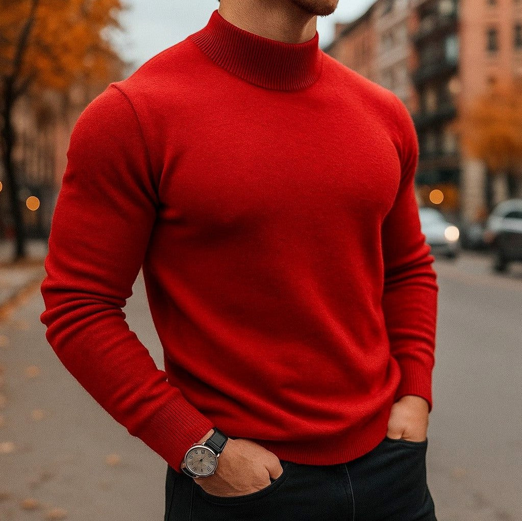 Slim Fit Mock Neck Knit Sweater