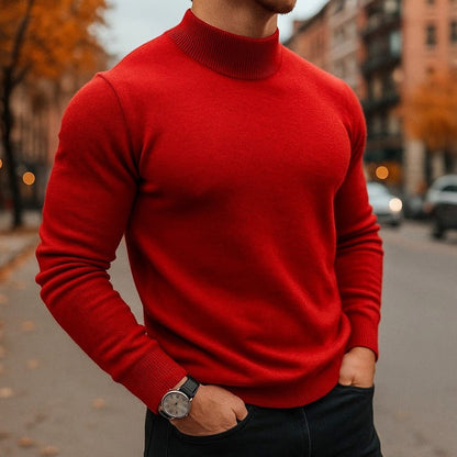 Slim Fit Mock Neck Knit Sweater