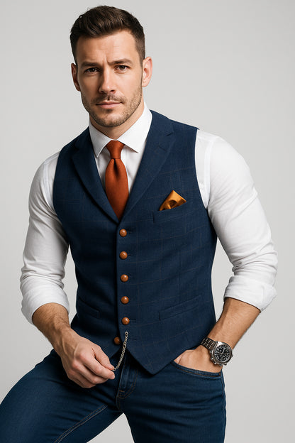 Tweed V Neck Suit Vest