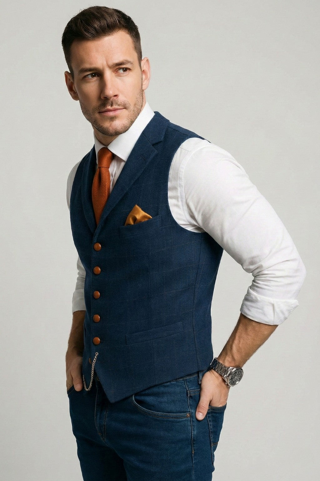 Tweed V Neck Suit Vest