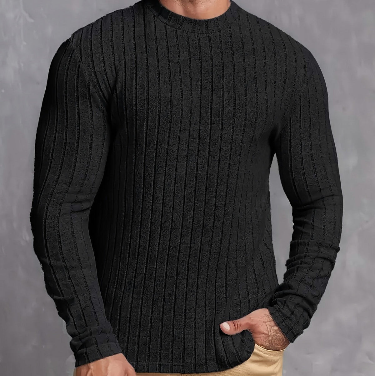Slim Fit Ribbed Crew Neck Sweater